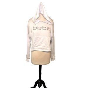 BEBE White Hoodie with Embellished Logo size medium NWT